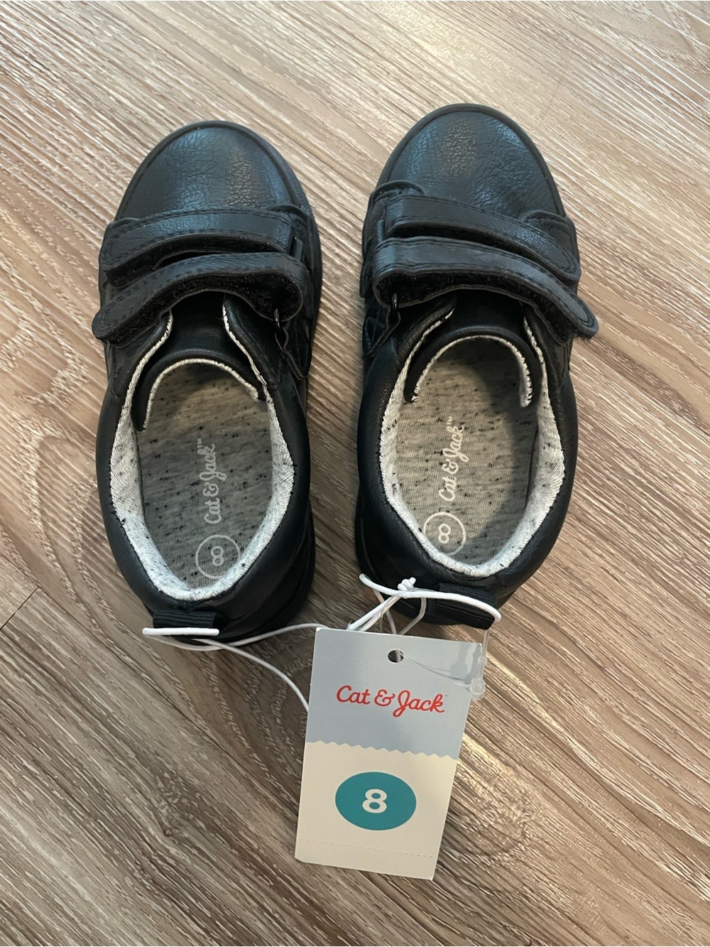 NWT Cat & Jack Black Boys Velcro Sneakers / Dress Shoes Size 8